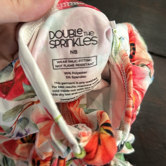 Double the Sprinkles Newborn Floral Ruffle Zipper Pajamas - Picture 4 of 5